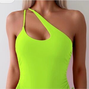 Neon double strap bodysuit size medium